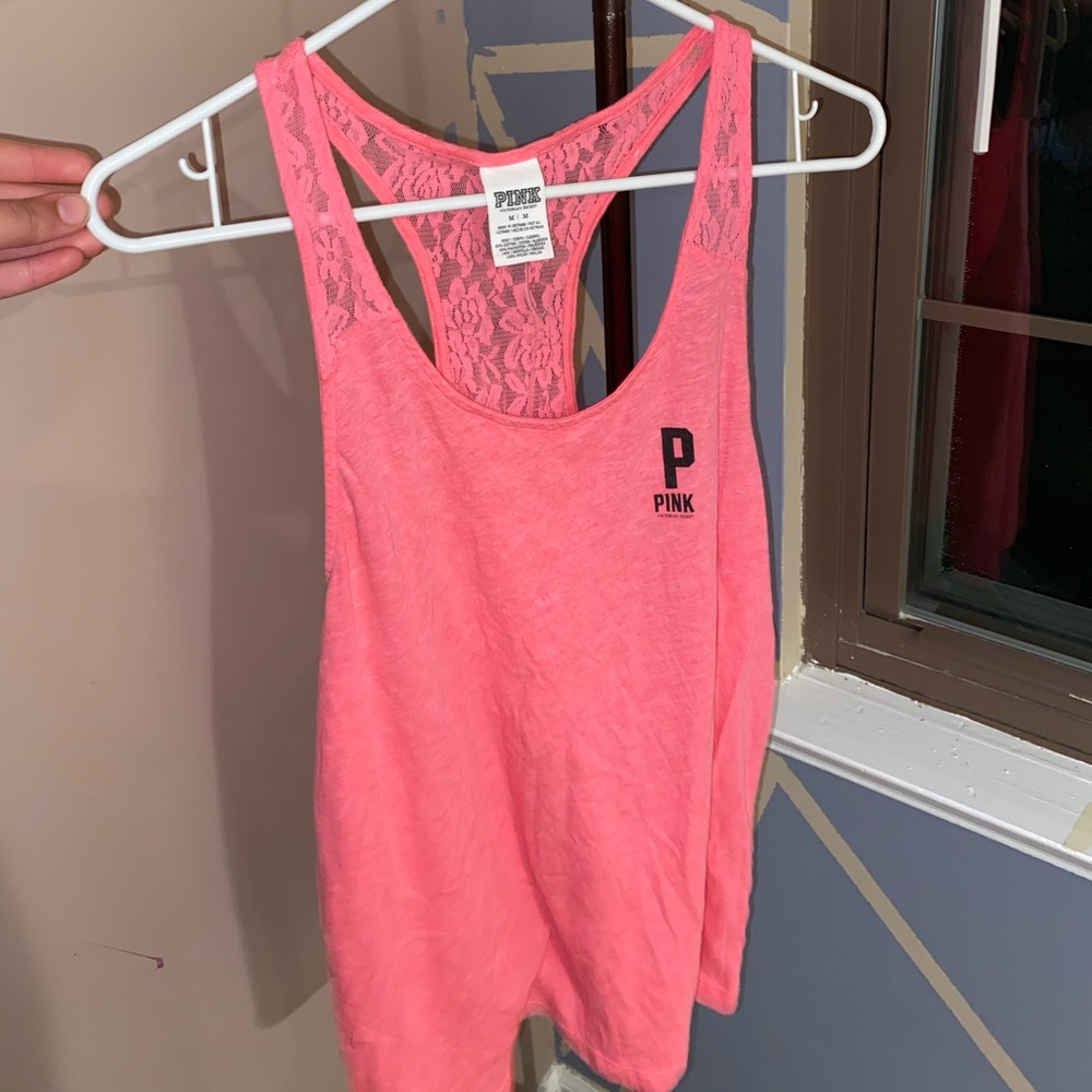 PINK tank top with lace back
